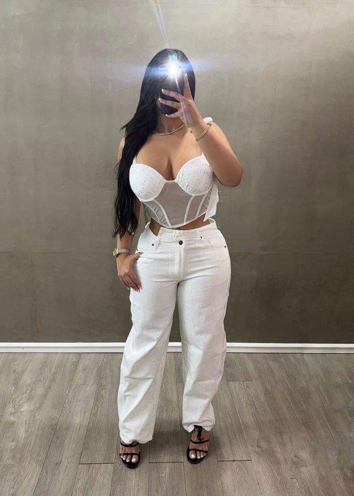 Rhistone White Bottom