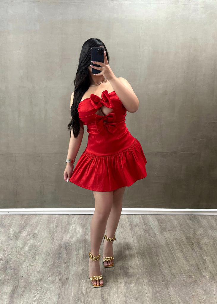coquette dress red Coquette Touch Strapless Satin Maxi Dress Red