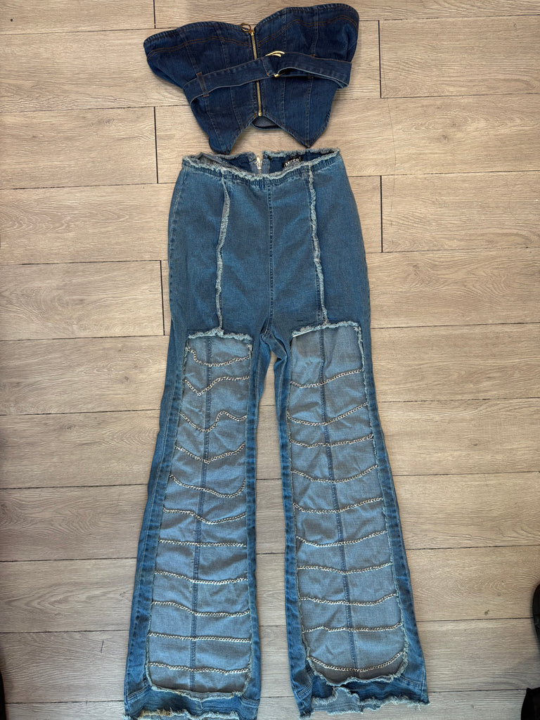 Denim Chain Pants
