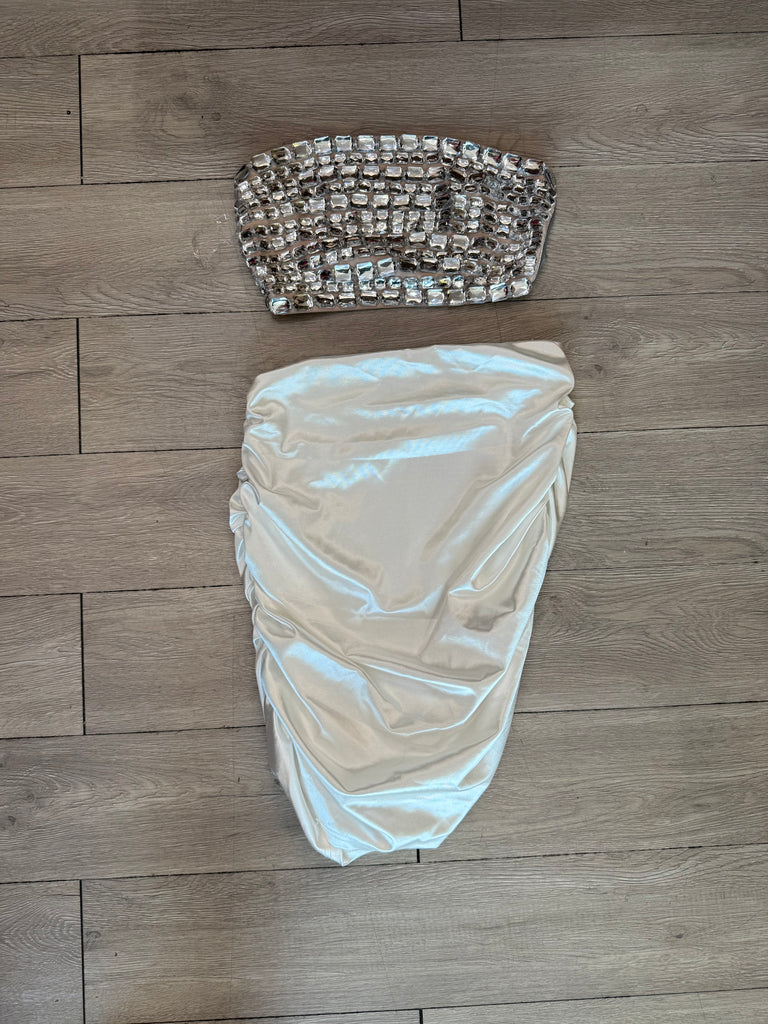 Satin White Skort