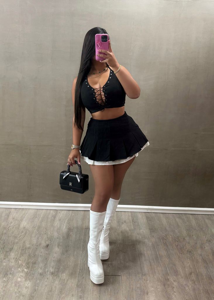 White and Black Skort